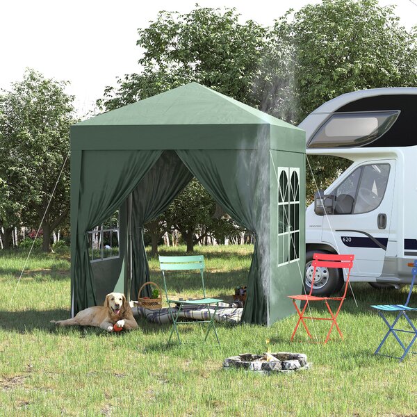Outsunny 2 x 2m Pop Up Gazebo with Sides, Waterproof Pop Up Canopy for Outdoor Gatherings, Parties and Events, Green Aosom UK