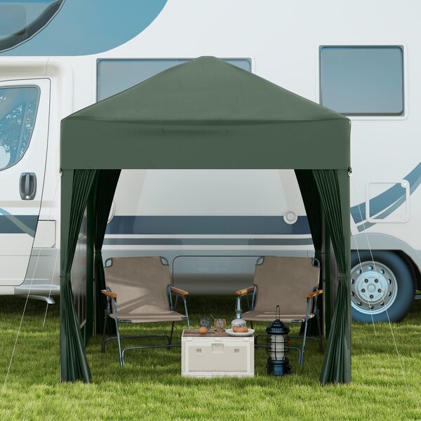 Outsunny 2 x 2m Pop Up Gazebo with Sides, Waterproof Pop Up Canopy for Outdoor Gatherings, Parties and Events, Green Aosom UK