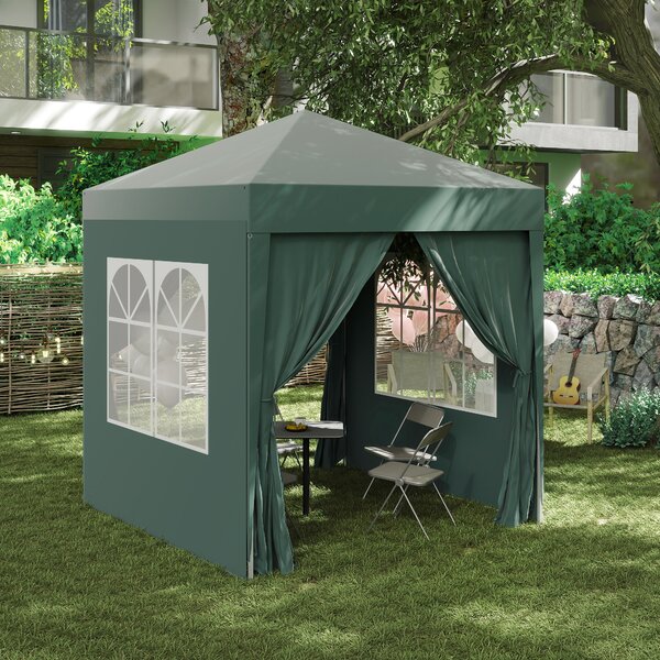 Outsunny 2 x 2m Pop Up Gazebo with Sides, Waterproof Pop Up Canopy for Outdoor Gatherings, Parties and Events, Green Aosom UK
