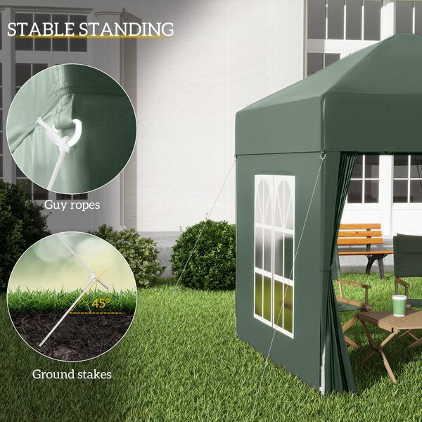 Outsunny 2 x 2m Pop Up Gazebo with Sides, Waterproof Pop Up Canopy for Outdoor Gatherings, Parties and Events, Green Aosom UK