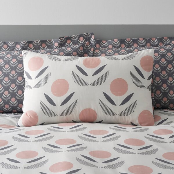 Elements Asa Charcoal and Blush Duvet Cover and Pillowcase Set