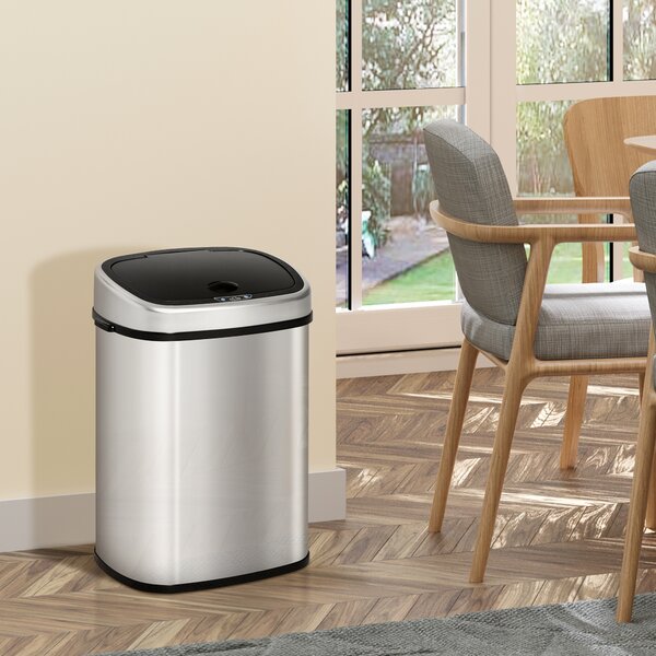 HOMCOM Stainless Steel Sensor Dustbin Automatic Touchless Rubbish Garbage Waste Bin 48L Aosom UK