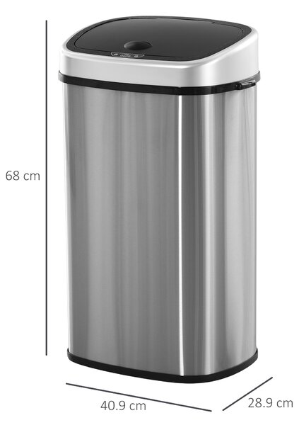 HOMCOM Sensor Bin, Stainless Steel, 58L