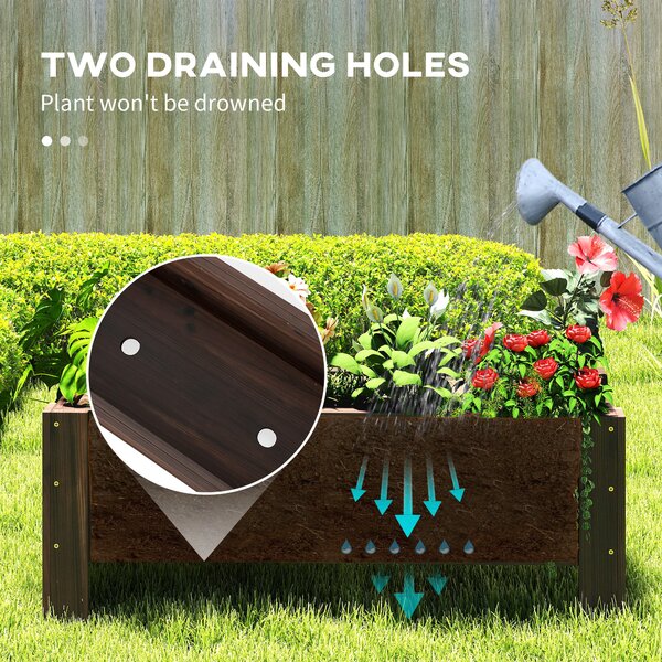 Outsunny Wooden Raised Bed Garden boxes for Flower Vegetable Outdoor Patio Plant Pot Fir Wood, 100 x 36.5 x 36 cm Aosom UK