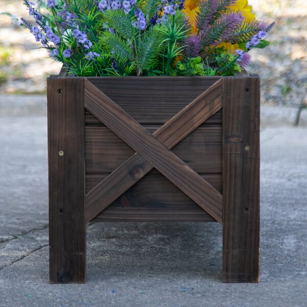 Outsunny Wooden Raised Bed Garden boxes for Flower Vegetable Outdoor Patio Plant Pot Fir Wood, 100 x 36.5 x 36 cm Aosom UK