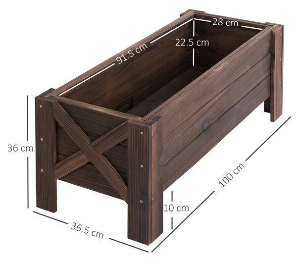 Outsunny Wooden Raised Bed Garden boxes for Flower Vegetable Outdoor Patio Plant Pot Fir Wood, 100 x 36.5 x 36 cm Aosom UK