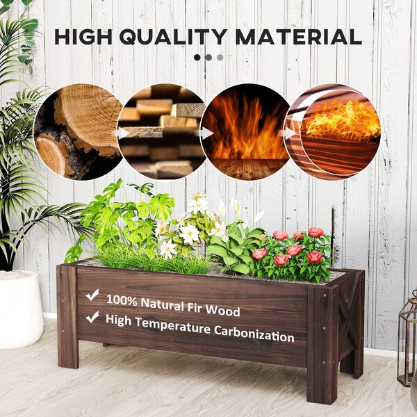 Outsunny Wooden Raised Bed Garden boxes for Flower Vegetable Outdoor Patio Plant Pot Fir Wood, 100 x 36.5 x 36 cm Aosom UK