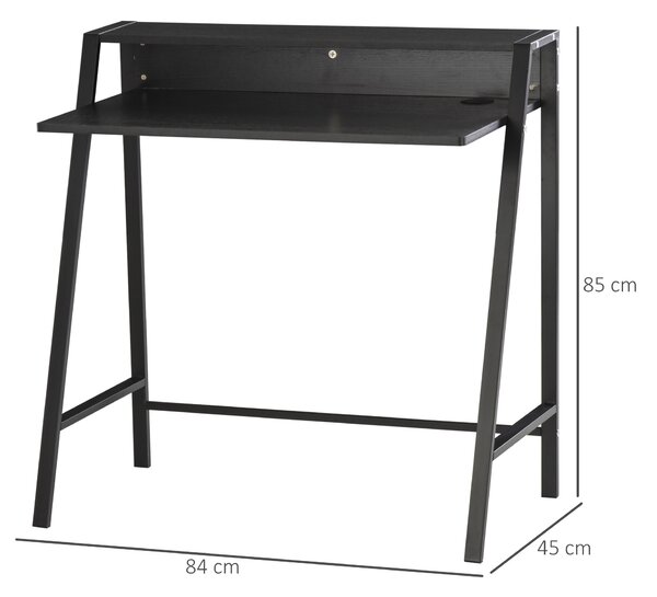 HOMCOM Computer Desk, Black, Home Office Writing Table Workstation with Storage Shelf, Ideal for PC Laptop Aosom UK