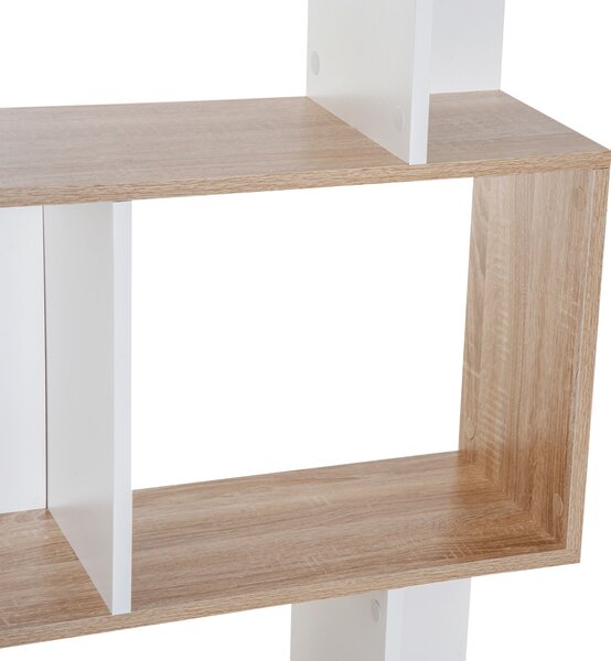 HOMCOM 5-tier Bookcase Storage Display Shelving S Shape design Unit Divider White Aosom UK