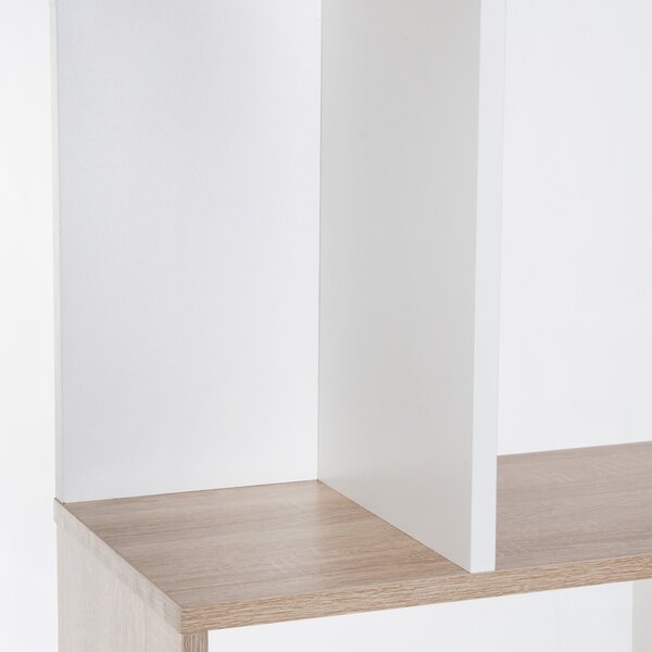 HOMCOM 5-tier Bookcase Storage Display Shelving S Shape design Unit Divider White Aosom UK