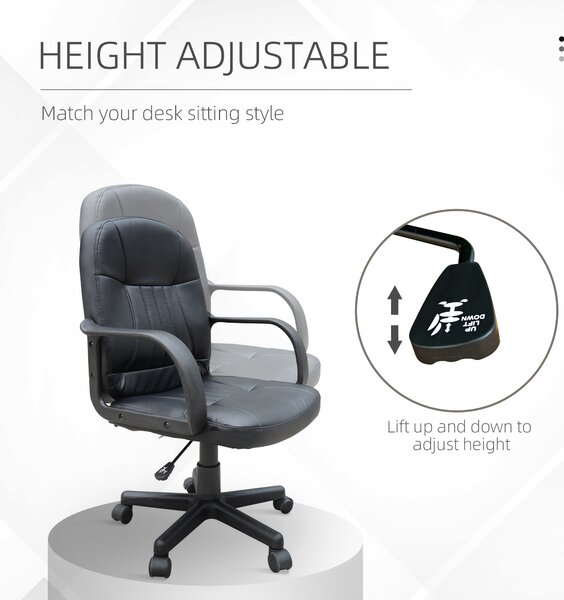 HOMCOM Swivel Executive Office Chair, PU Leather Computer Desk Chair, Gaming Seater, Home Office Chair, Ergonomic Design, Black Aosom UK