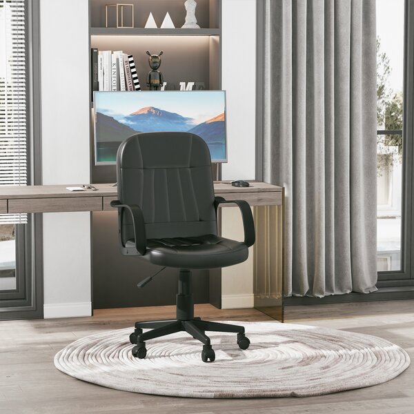 HOMCOM Swivel Executive Office Chair, PU Leather Computer Desk Chair, Gaming Seater, Home Office Chair, Ergonomic Design, Black Aosom UK