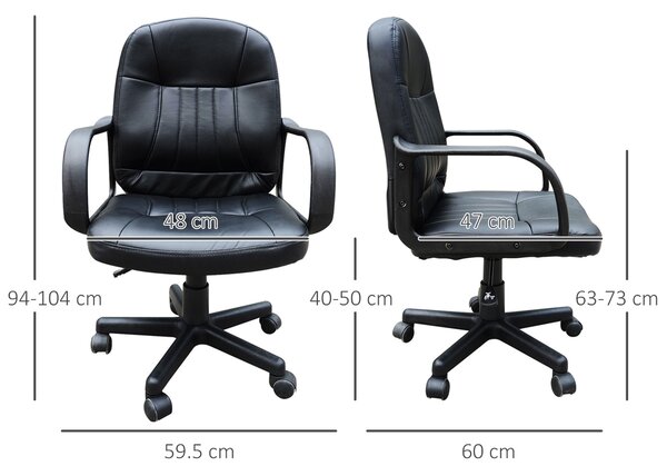 HOMCOM Swivel Executive Office Chair, PU Leather Computer Desk Chair, Gaming Seater, Home Office Chair, Ergonomic Design, Black Aosom UK