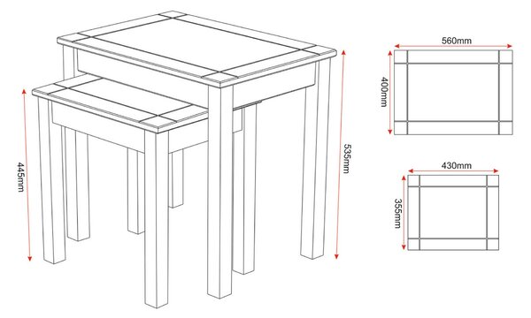 Panama Nest of 2 Tables, Pine