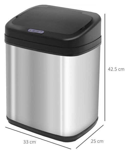 HOMCOM 20L LUXURY Automatic Sensor Dustbin Kitchen Waste Bin Rubbish Trashcan Auto Dustbin Stainless Steel with Bucket 33*25*42.5CM Aosom UK