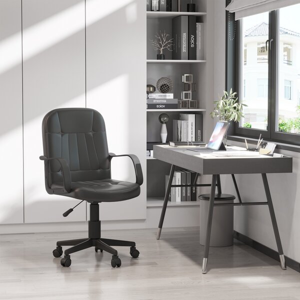 HOMCOM Swivel Executive Office Chair, PU Leather Computer Desk Chair, Gaming Seater, Home Office Chair, Ergonomic Design, Black Aosom UK