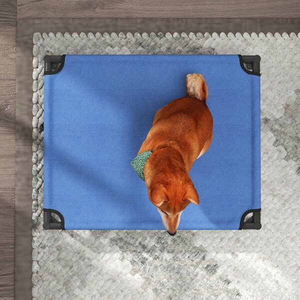PawHut Medium Elevated Dog Bed, Portable with Metal Frame, Comfortable Raised Pet Bed, Blue, Perfect for Outdoor Use Aosom UK