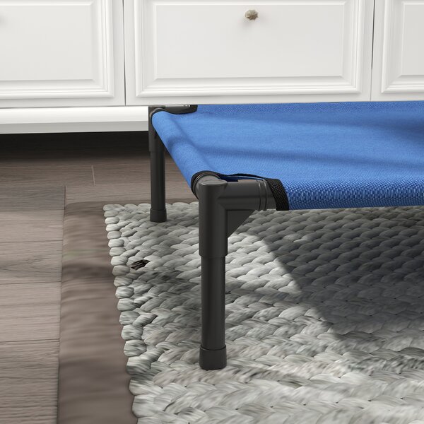 PawHut Medium Elevated Dog Bed, Portable with Metal Frame, Comfortable Raised Pet Bed, Blue, Perfect for Outdoor Use Aosom UK