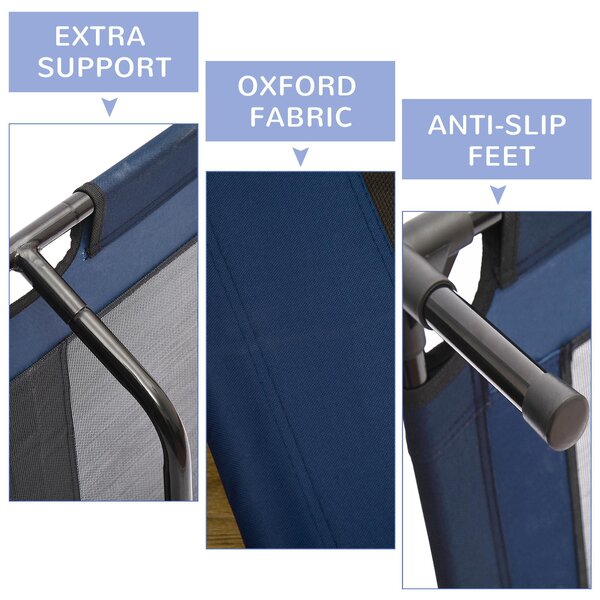 PawHut Portable Elevated Dog Bed, Ideal for Camping, Durable Frame, Raised Pet Cot, Large, Blue Aosom UK