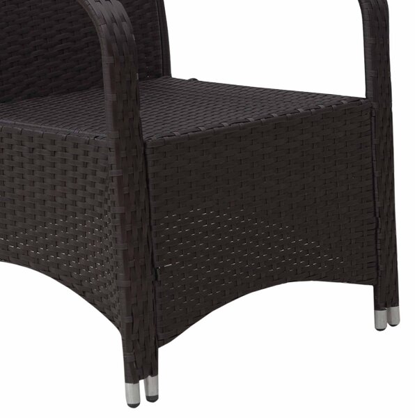 Outsunny 2-Seater Rattan Bistro Set Garden Furniture Sofa Chair Table Wicker Weave Outdoor Patio Conservatory Set w/ Cover Steel Frame, Brown
