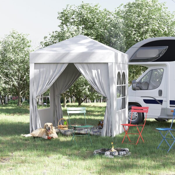 Outsunny 2 x 2m Pop Up Gazebo with Sides, Waterproof Gazebo with Steel Frame for Outdoor Events, Parties and Gatherings, White Aosom UK