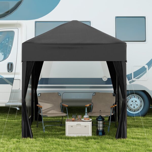 Outsunny 2 x 2m Waterproof Gazebo, Pop Up Gazebo with Removable Walls and Carrying Bag for Party and Camping, Black Aosom UK