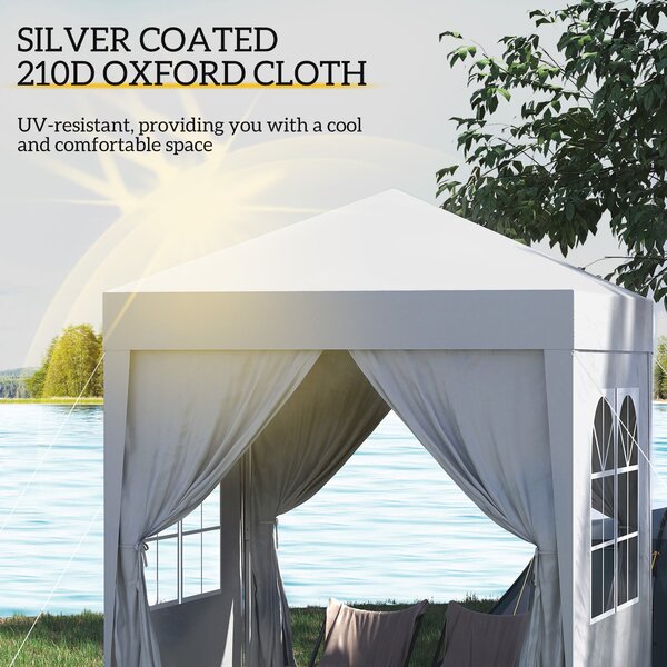 Outsunny 2 x 2m Pop Up Gazebo with Sides, Waterproof Gazebo with Steel Frame for Outdoor Events, Parties and Gatherings, White Aosom UK