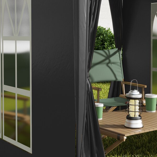 Outsunny 2 x 2m Waterproof Gazebo, Pop Up Gazebo with Removable Walls and Carrying Bag for Party and Camping, Black Aosom UK