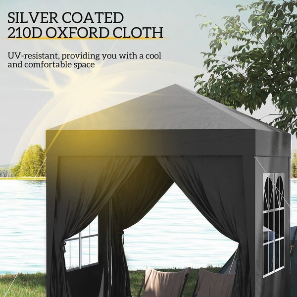 Outsunny 2 x 2m Waterproof Gazebo, Pop Up Gazebo with Removable Walls and Carrying Bag for Party and Camping, Black Aosom UK