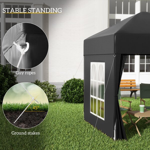 Outsunny 2 x 2m Waterproof Gazebo, Pop Up Gazebo with Removable Walls and Carrying Bag for Party and Camping, Black Aosom UK