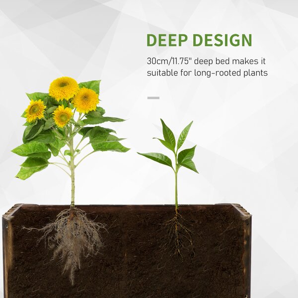 Outsunny Elevated Garden Bed, Wooden Planter Box, Rectangular Herb and Flower Container, 78L x 35W x 30H cm Aosom UK