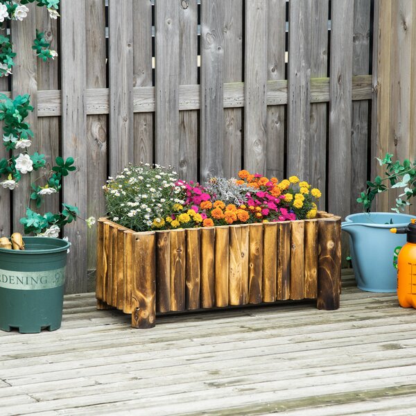 Outsunny Elevated Garden Bed, Wooden Planter Box, Rectangular Herb and Flower Container, 78L x 35W x 30H cm Aosom UK