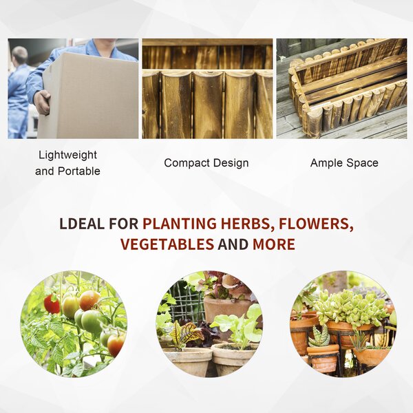 Outsunny Elevated Garden Bed, Wooden Planter Box, Rectangular Herb and Flower Container, 78L x 35W x 30H cm Aosom UK