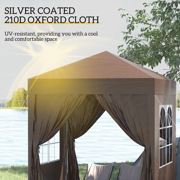 Outsunny 2 x 2m Pop Up Gazebo with Sides, Waterproof Canopy for Outdoor Events, Garden Parties and Camping, Coffee Aosom UK