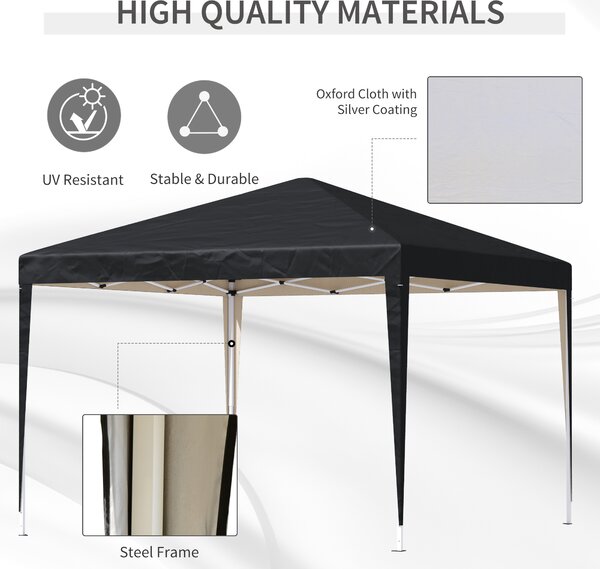 Outsunny 3 x 3m Gazebo Pop Up Gazebo, Waterproof Gazebo with UV Protected & Carrying Bag, Heavy Duty Marquee for Garden Parties, Black Aosom UK