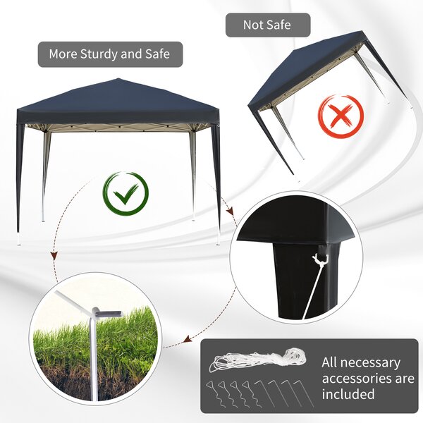 Outsunny 3 x 3m Gazebo Pop Up Gazebo, Waterproof Gazebo with UV Protected & Carrying Bag, Heavy Duty Marquee for Garden Parties, Black Aosom UK