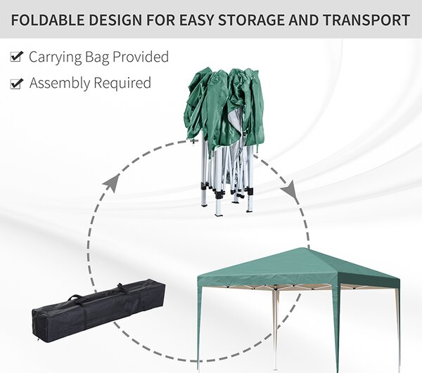 Outsunny 3 x 3m Waterproof Gazebo, Portable Gazebo Heavy Duty Garden Marquee with Folding Design for Parties and Weddings, Green Aosom UK