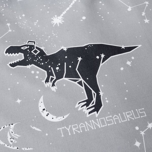 Black Space Dinosaur Single Duvet Cover and Pillowcase Set