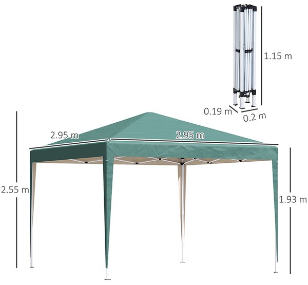 Outsunny 3 x 3m Waterproof Gazebo, Portable Gazebo Heavy Duty Garden Marquee with Folding Design for Parties and Weddings, Green Aosom UK