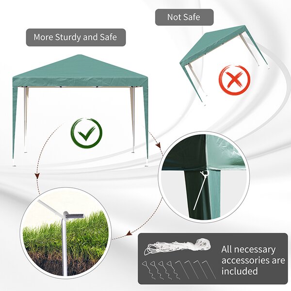 Outsunny 3 x 3m Waterproof Gazebo, Portable Gazebo Heavy Duty Garden Marquee with Folding Design for Parties and Weddings, Green Aosom UK