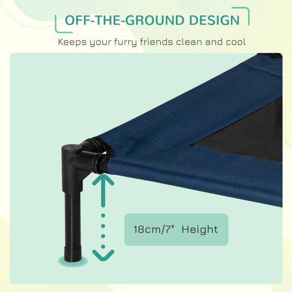 PawHut Elevated Pet Bed, Medium Size, Portable & Raised Cot for Dogs, Cats, Ideal for Camping, Blue Aosom UK