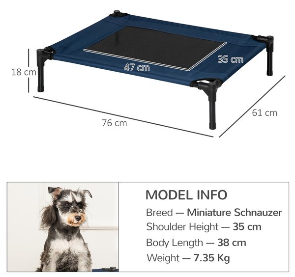 PawHut Elevated Pet Bed, Medium Size, Portable & Raised Cot for Dogs, Cats, Ideal for Camping, Blue Aosom UK