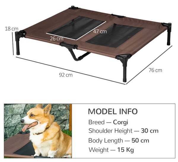 PawHut Elevated Pet Bed, Large Raised Dog & Cat Cooling Cot, Portable for Camping, Outdoor/Indoor Use, Metal Frame with Mesh, Black Aosom UK