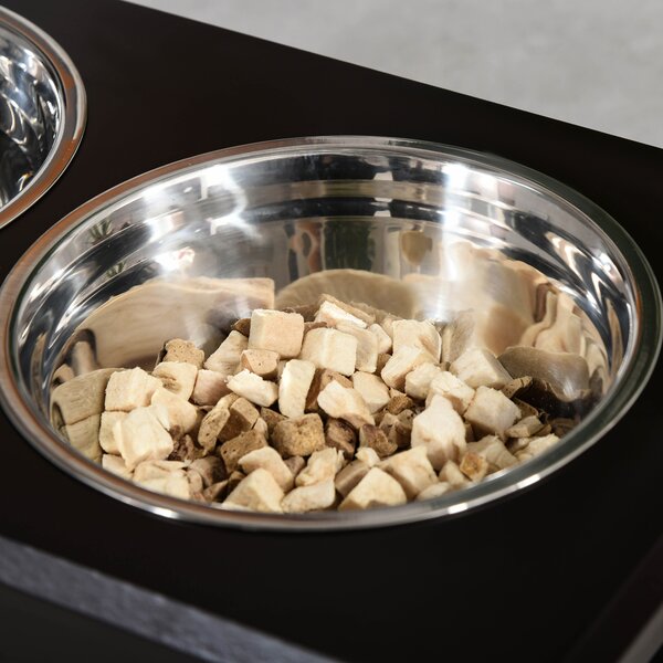 Pawhut Large Stainless Steel Pet Feeder, 58.4Lx30.5Wx25.4H cm, Elevated Design for Comfort, Brown
