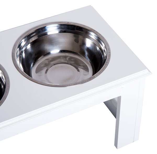 PawHut Pet Feeder, Stainless Steel, Large Capacity, Easy Clean, White, 58.4Lx30.5Wx25.4H cm Aosom UK