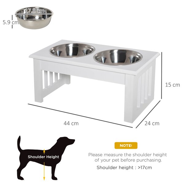 Pawhut Stainless Steel Pet Feeder, Durable & Easy to Clean, Ideal for Cats & Dogs, 43.7Lx24Wx15H cm, White Aosom UK