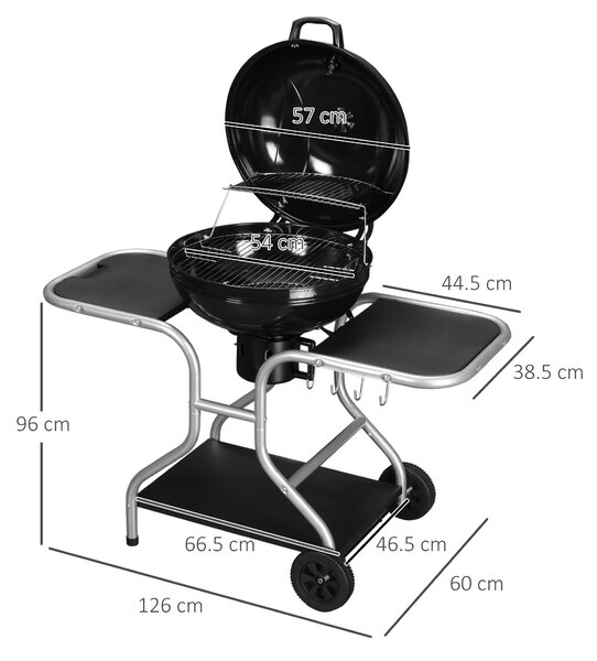Outsunny Charcoal Grill Trolley Barbecue Grill W/ Wheels Aosom UK