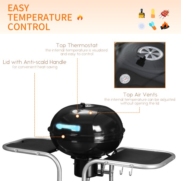 Outsunny Charcoal Grill Trolley Barbecue Grill W/ Wheels Aosom UK