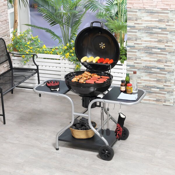 Outsunny Charcoal Grill Trolley Barbecue Grill W/ Wheels Aosom UK