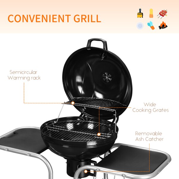 Outsunny Charcoal Grill Trolley Barbecue Grill W/ Wheels Aosom UK